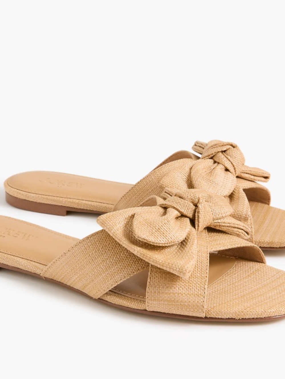 J. Crew Woven Knotted Bow Slide Sandal in (Natural Raffia) Size 7